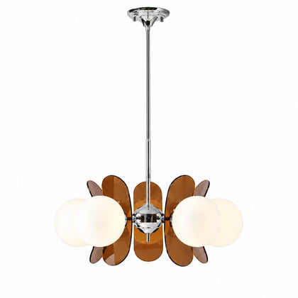 Floral Glass and Metal E27 Chandelier
