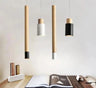 Nordic Long Wooden Pendant Light E27 Metal Black White Small Large