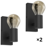 Industrial Wall Light Matt Black Iron E27 350° Spotlight — Set of 2
