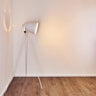 White Industrial Cinema Floor Lamp Wood Unfinished Metal E27