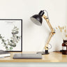 Industrial Adjustable Wooden Desk Lamp Solid Wood Iron Articulated Arms E27