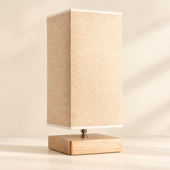 Beige Wood and Fabric E27 Table Lamp 13 × 36 cm
