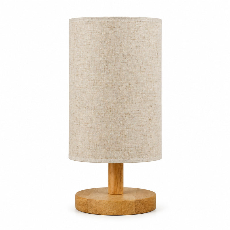 Beige Wood and Fabric E27 Table Lamp