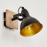Wood and Metal Wall Light Brass Interior E14 Max 40W Orientable Switch