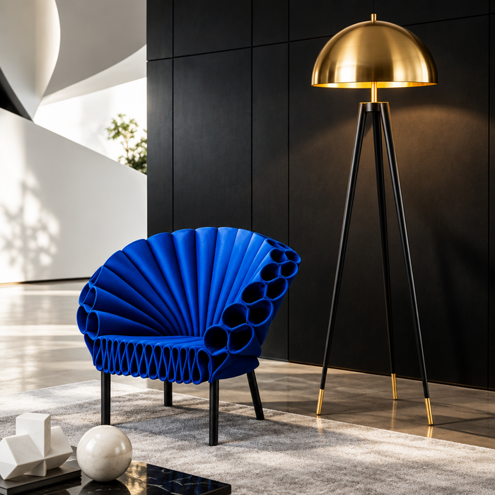 Black and Gold Metal E27 Floor Lamp