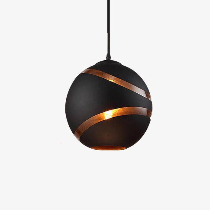 Spherical Glass & Stone Pendant Light, E27, Black or White, 20/25/30cm