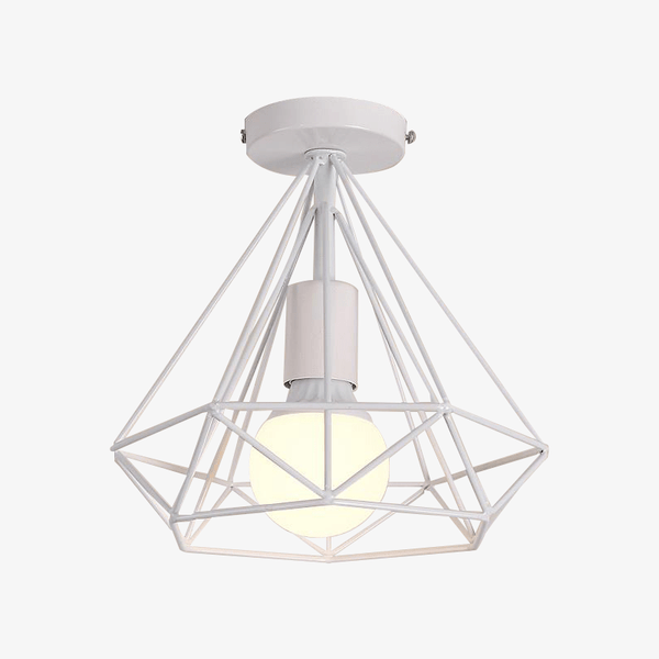 White Scandinavian Birdcage Ceiling Light E27, Metal