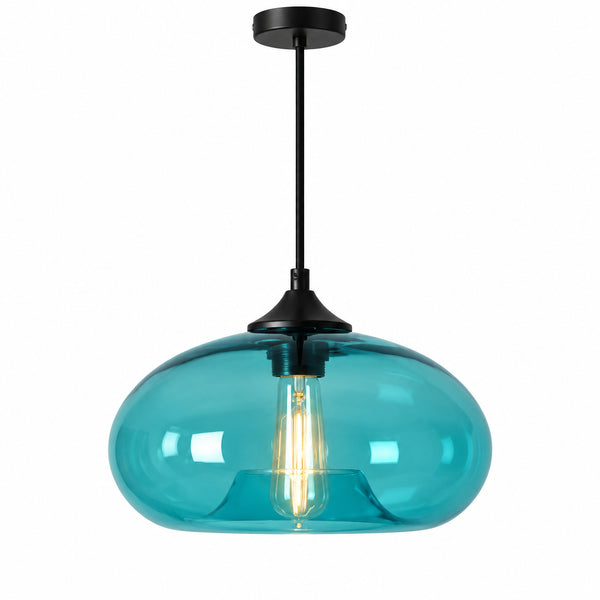 Glass Stone Pendant Light, E27, Contemporary, 5 Colours — Coffee, Transparent, Red, Smoky Grey or Amber