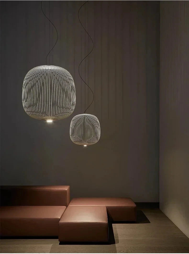 Gold Aluminium Cage Pendant Light IP65 Industrial 25–52cm