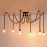 Rope Spider Chandelier Hemp Braided Iron E27 3 6 10 Heads