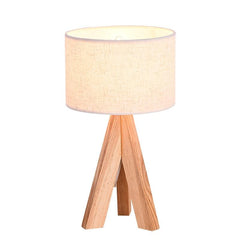 Cream Wood and Fabric E27 Table Lamp