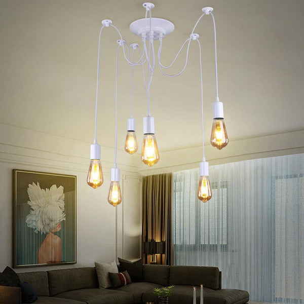 White Spider Chandelier Metal Arms E27 1 to 14 Heads