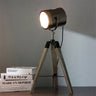 Industrial Tripod Floor Lamp E14 — Wood & Metal, 65 cm