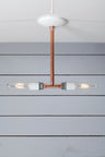 Double Copper Pipe Drop Pendant, Two Bulb Sockets