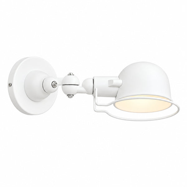 Jielde-Style Short Industrial Wall Light, White, E27, 40W Max, Indoor