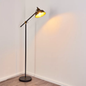 Industrial Offset Floor Lamp Black Metal Gold Interior Shade E27