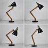 Light Wood Vintage Industrial Table Lamp Black Shade Gold Socket E27