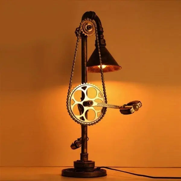 XL Vintage Industrial Table Lamp Aged Black Red Valve E27