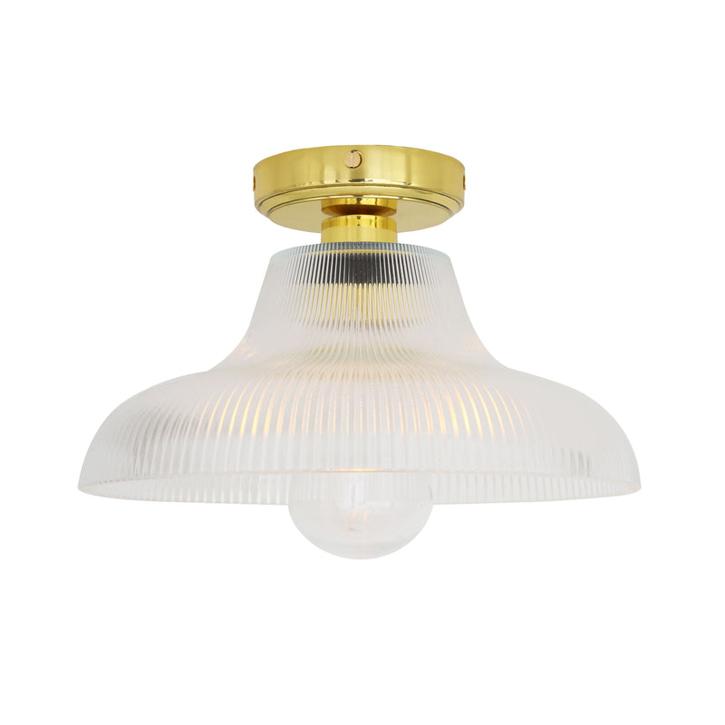 IP65 Holophane Glass Ceiling Light Brass E27 30 & 40cm 7 Finishes