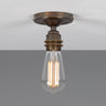 Exposed Bulb Flush Ceiling Light Solid Brass E27 H8.5cm 7 Finishes