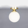 Opal Glass Globe Flush Ceiling Light Brass G9 Ø14cm 4 Finishes