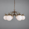 Six-Light Brass Chandelier Opal Glass Globes Ø95cm 6×E27 4 Finishes