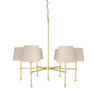 Six-Arm Brass Chandelier Fabric Shades Ø95cm 6×E27 4 Finishes 2 Shade Colours