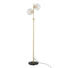 Dual Glass Globe Floor Lamp Brass Stem H154cm 2×E27 Plug-In 6 Finishes