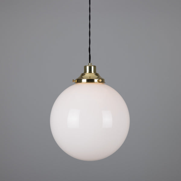 Opal Glass Globe Pendant Light E27 3 Sizes 20–30cm 6 Finishes
