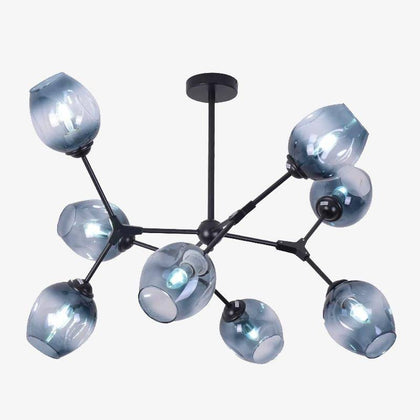Branching Metal and Glass Chandelier