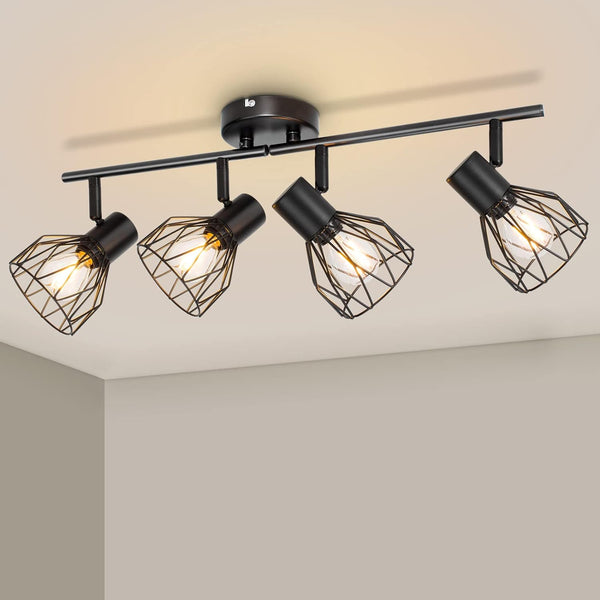 4-Spot Industrial Ceiling Light Iron E14