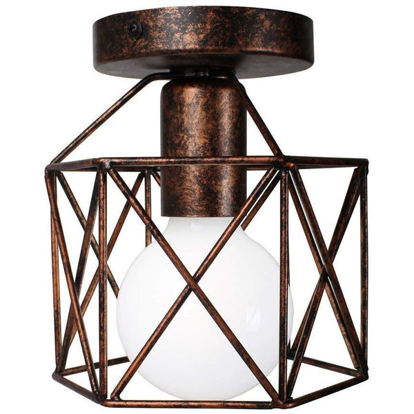 Wrought Iron Cage Ceiling Light Rust Finish E27 40W 240V