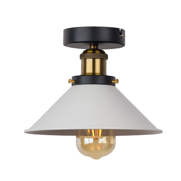 White Industrial Ceiling Light Matte White Brass E27 40W Ø22cm