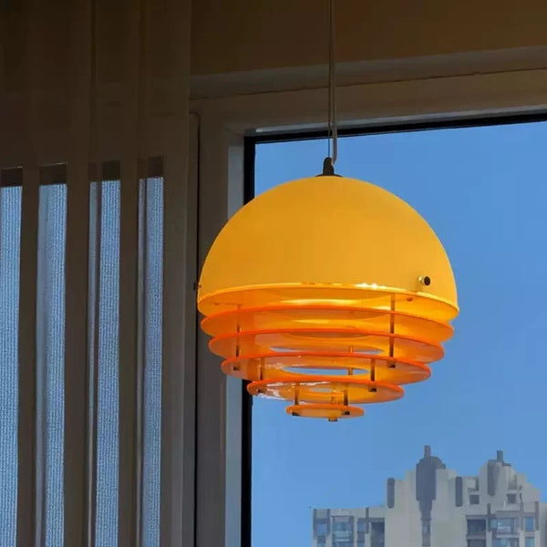 Yellow Retro Pendant Light E27 IP20 — Acrylic & Metal, 3000K