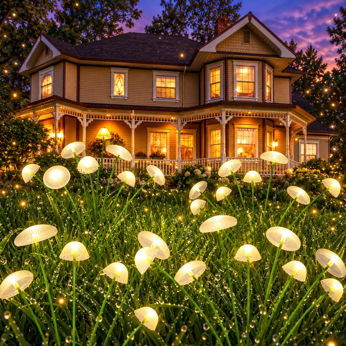 Solar Mushroom Garden Lights, Dual Mode, IP55, 6 Heads RGB — Pack of 1, 2 or 4