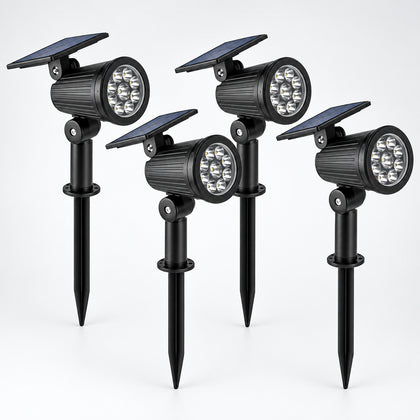 9 LED Solar Spotlight Outdoor IP65, Warm White, White or RGB, Pack of 1–4