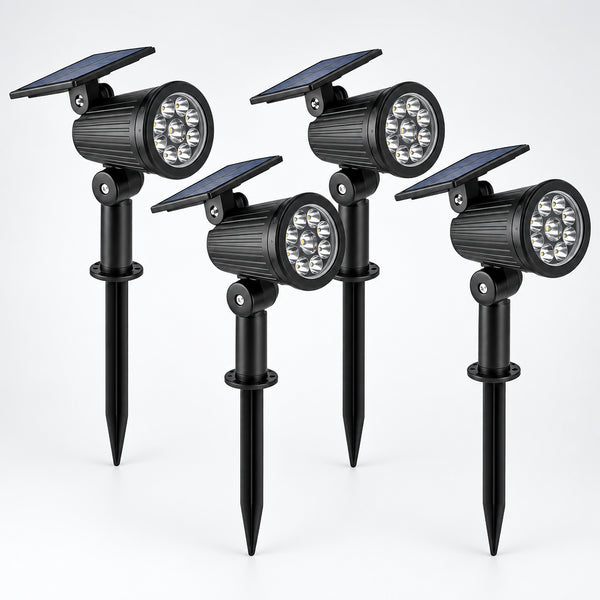 9 LED Solar Spotlight Outdoor IP65, Warm White, White or RGB, Pack of 1–4