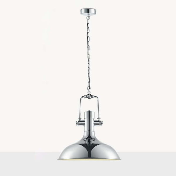 Chrome Pendant Light Iron Adjustable Shade E27 LED
