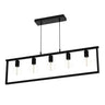Industrial 5-Light Pendant Bar Matt Black E27 — 100×30cm, 160cm Cable