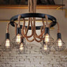 Industrial Pendant Light Metal Rope E27 Black Brown Ø80cm