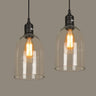 Clear Glass Industrial Pendant Light E27 Metal Clear Black