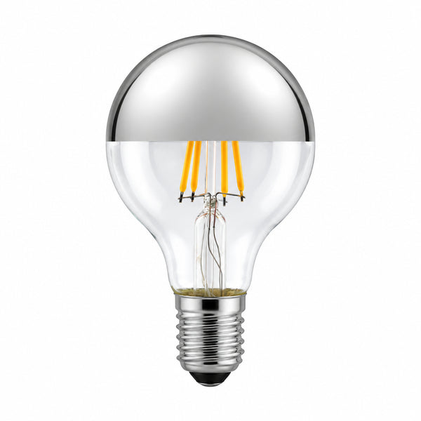 E14 G45 Globe LED Bulb 4W Warm White — Small Globe, White Finish