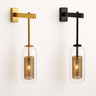 Industrial Glass Capsule Wall Light — E27, Metal Mesh Inner, Black or Gold Copper