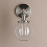 Brushed Aluminium Wall Light Hand-Blown Glass E27 180° Arm Socket Switch