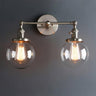 Industrial Double Wall Light Black Metal Glass 2×E27