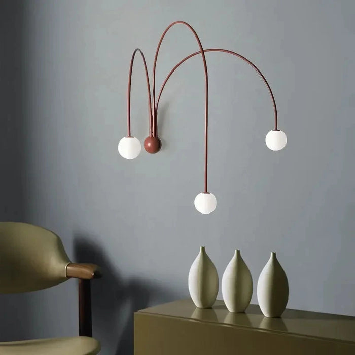Curved Arch Wall Light 3 Globe LED IP20 — Black, Red or Gold