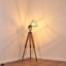 Cinema Style Industrial Floor Lamp Wood Unfinished Metal E27