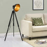 Dark Industrial Cinema Floor Lamp Wood Unfinished Metal E27 135cm