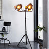Double Industrial Cinema Floor Lamp Wood Unfinished Metal 2×E27
