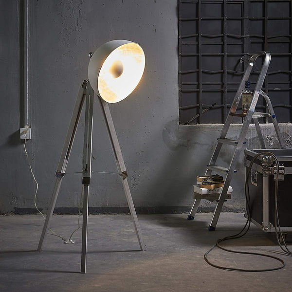 White Industrial Cinema Projector Floor Lamp White Metal E27